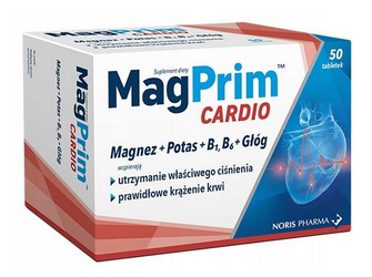 MAGPRIM CARDIO magnez + B6 potas na skurcze głóg