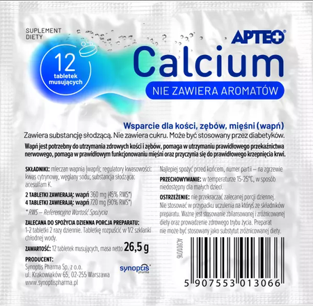 APTEO CALCIUM BEZSMAKOWE tabl. musujące 12 WAPNO